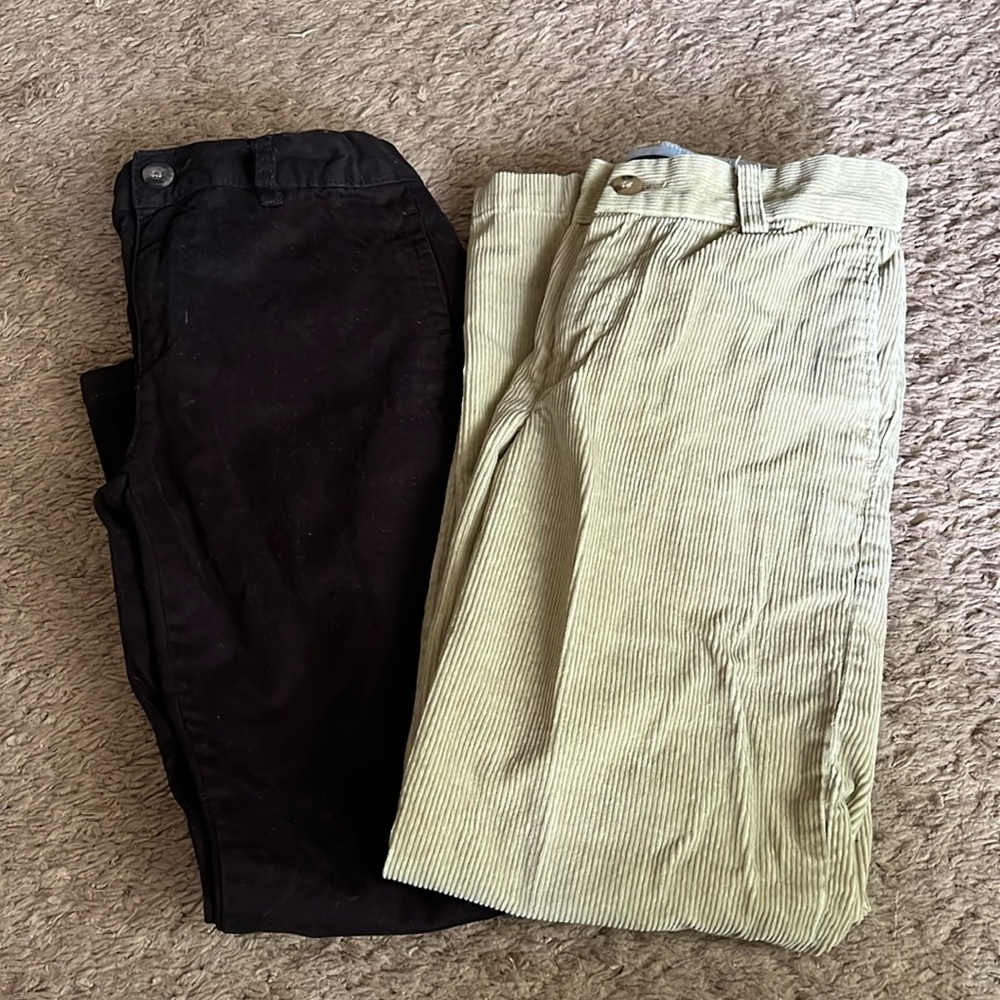 2 pairs boys pants size 8. Children’s place black pants & Chaps khaki corduroys